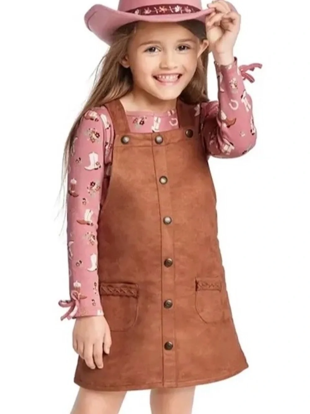 Gymboree Girls ‘County Fair’ Faux Suede Brown Western Jumper Size 5T